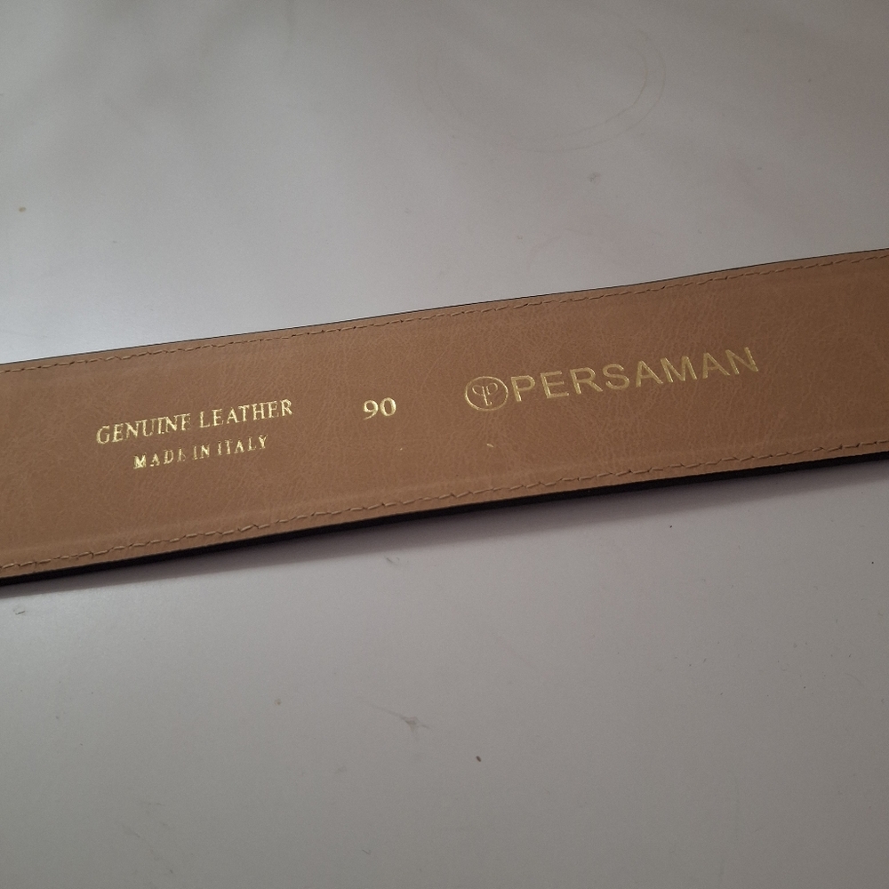 Persaman New York Black Leather Belt with Gold Buckle - Picture 6 of 7